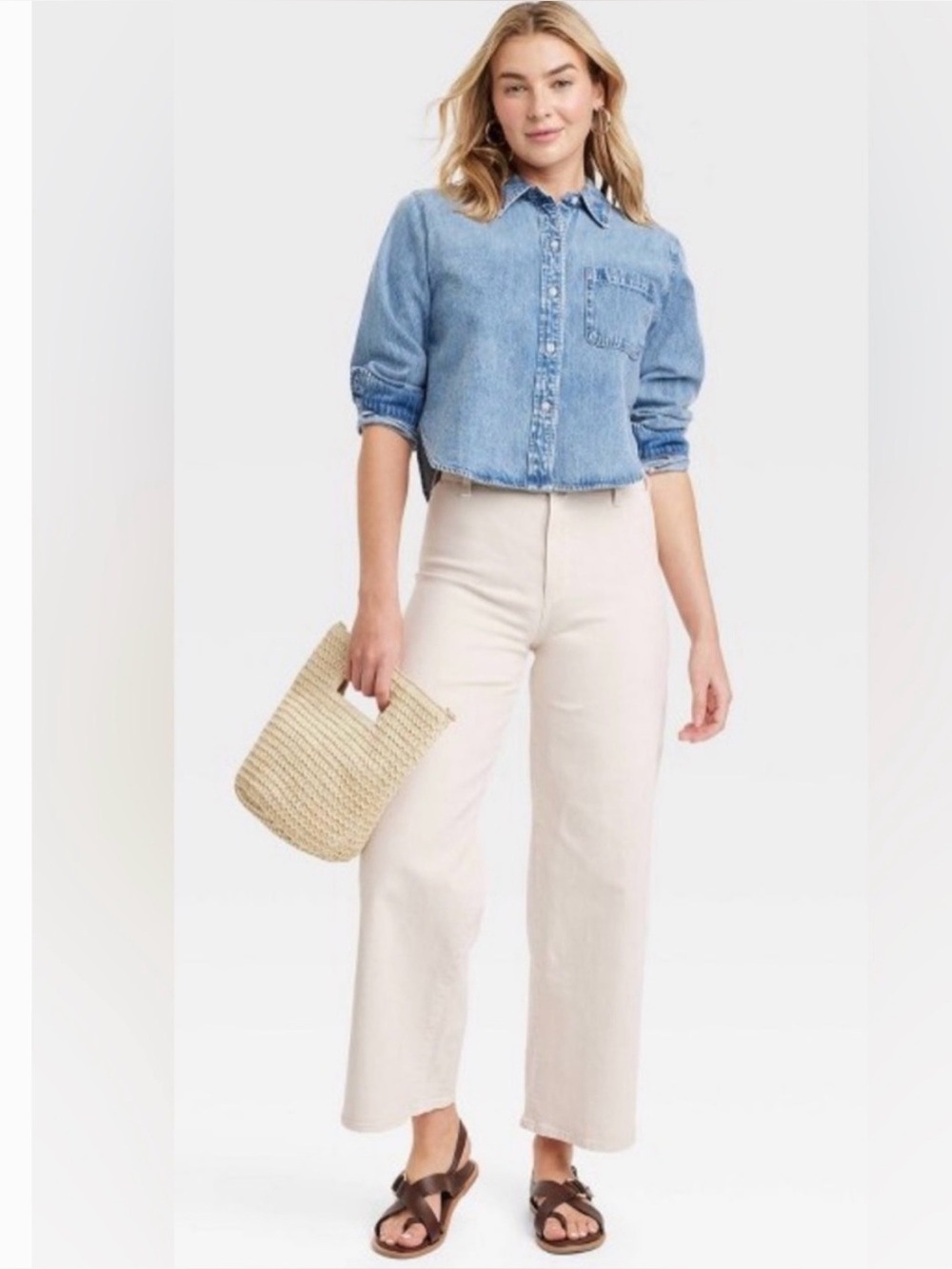 Universal Thread Women's Sailor Wide Leg Jeans in Off White